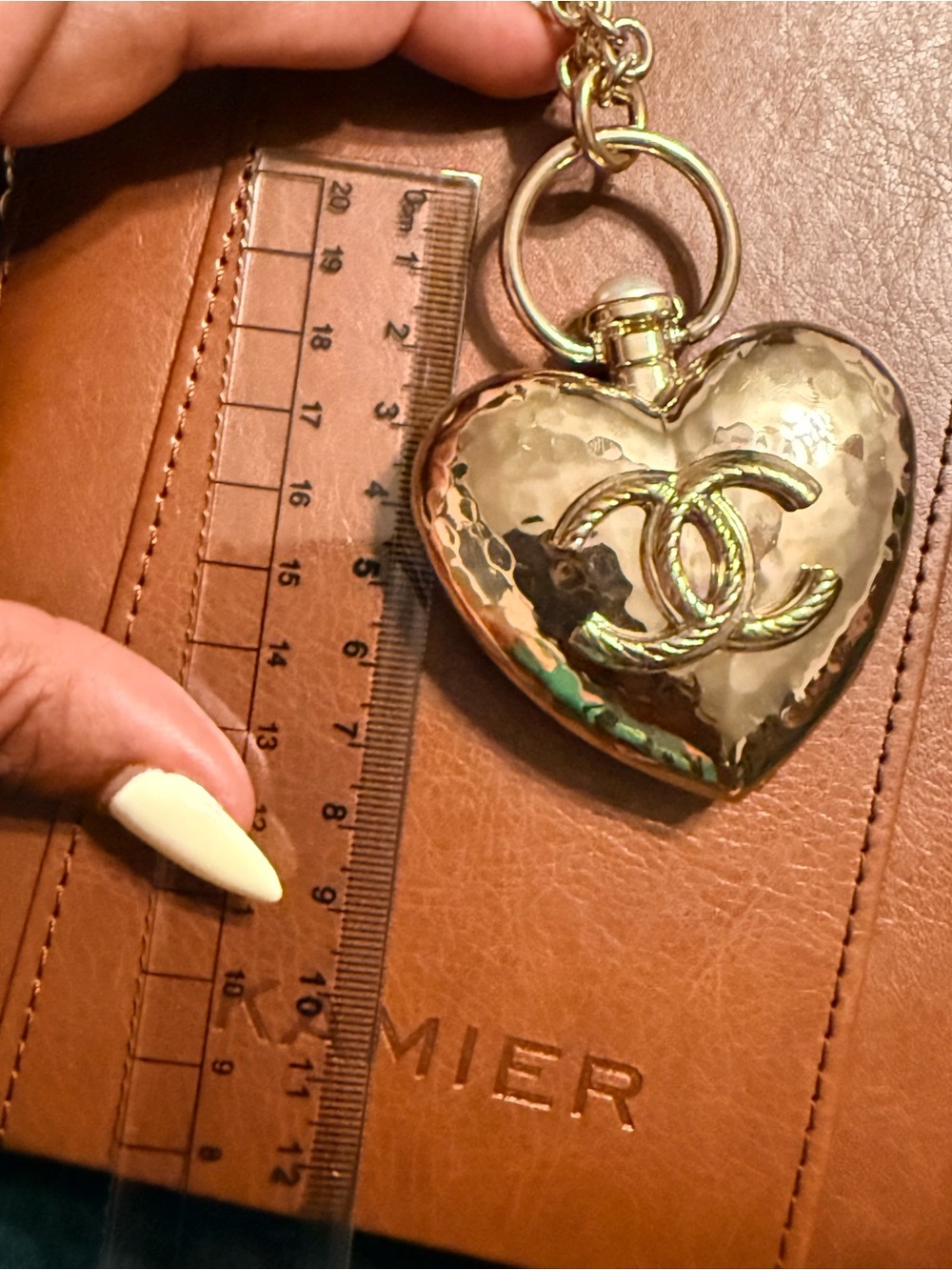 Chanel Giant Metal CC Heart Locket Necklace Silver - Picture 2 of 7
